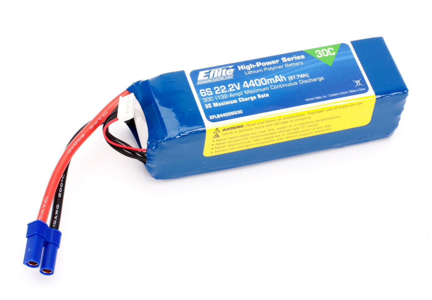 E-flite 4400mAh 6S 22.2V 30C LiPo, 10AWG EC5