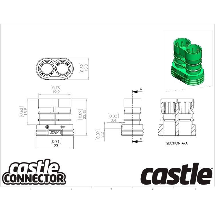 Castle Creations Polarized Bullet kontakt, 6.5 mm - 5