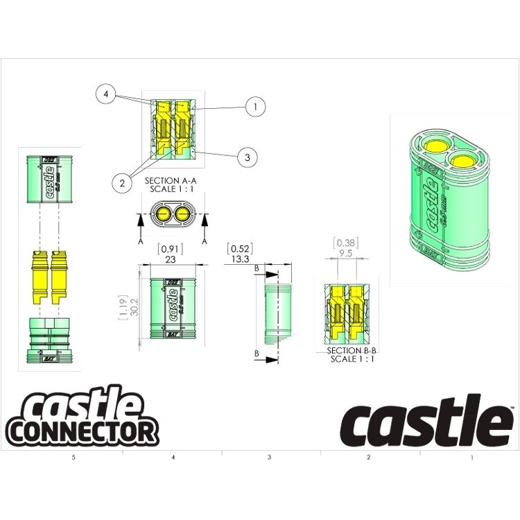 Castle Creations Polarized Bullet kontakt, 6.5 mm - 2