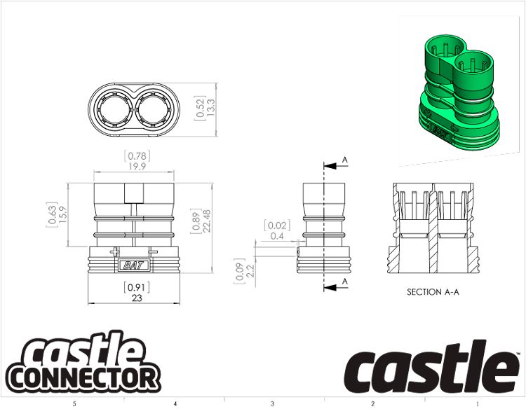 Castle Creations Polarized Bullet Kontakt 6,5mm hona 3set - 2