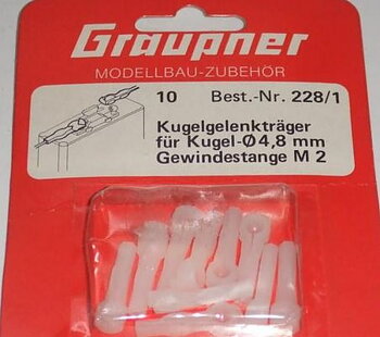 Ball & Socket Joint Support For Ball 4,8mm dia, Threaded Rod M2