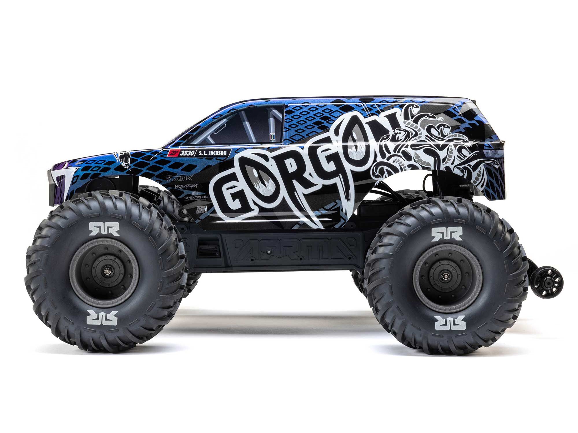 Arrma 1/10 GORGON 223S 2WD RTR Brushless Monster Truck, Blue/Black - 14
