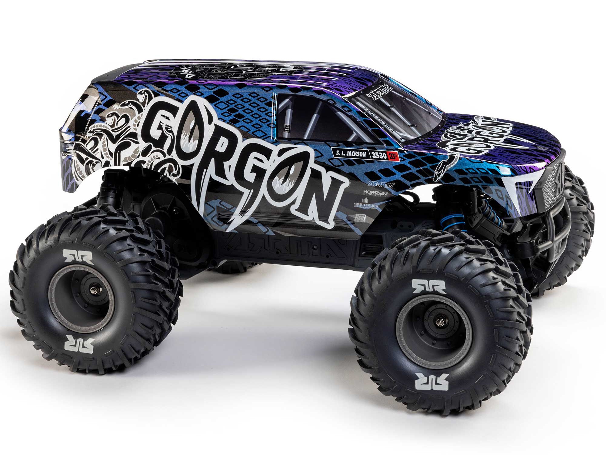 Arrma 1/10 GORGON 223S 2WD RTR Brushless Monster Truck, Blue/Black - 8