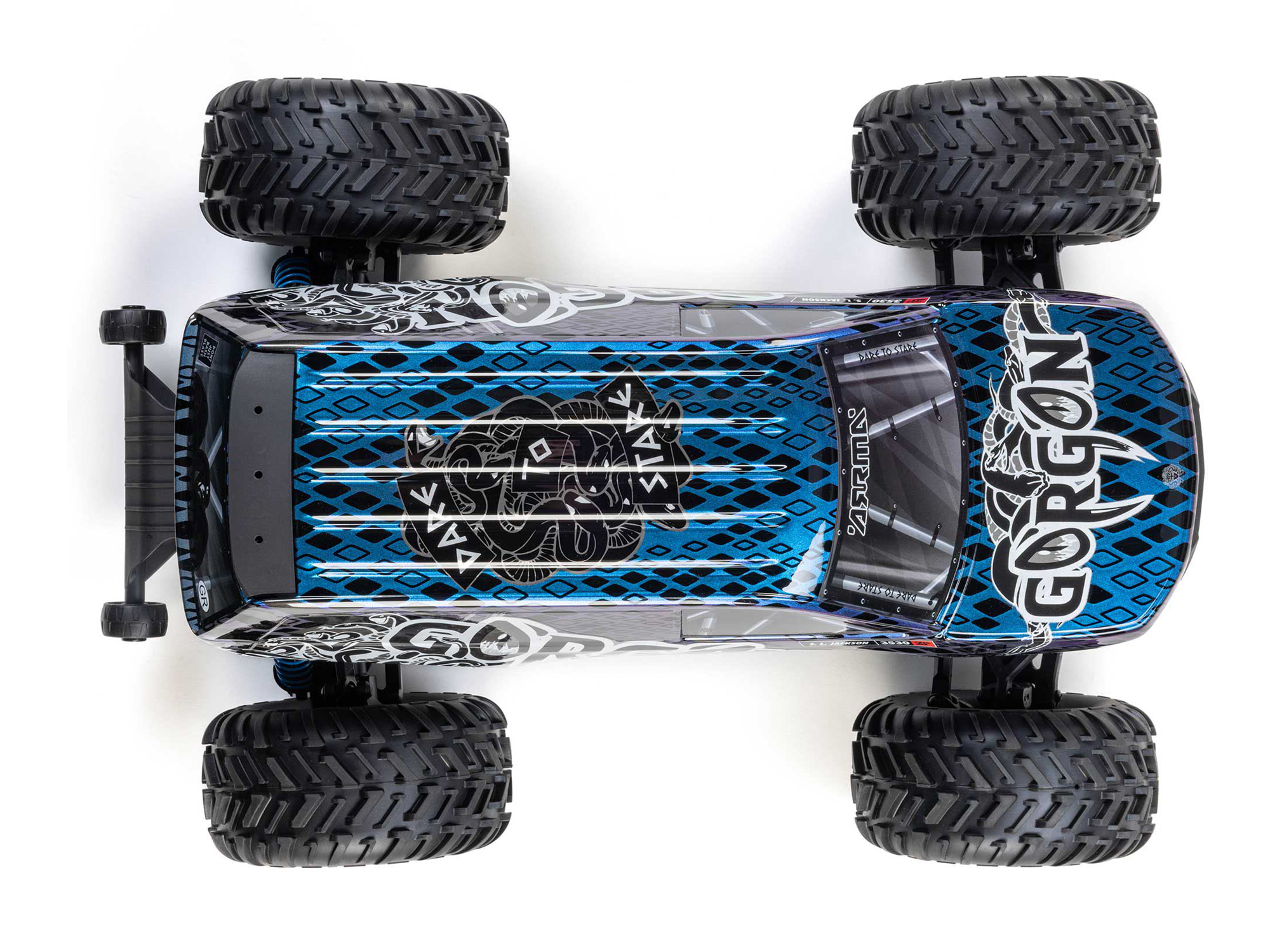 Arrma 1/10 GORGON 223S 2WD RTR Brushless Monster Truck, Blue/Black - 15