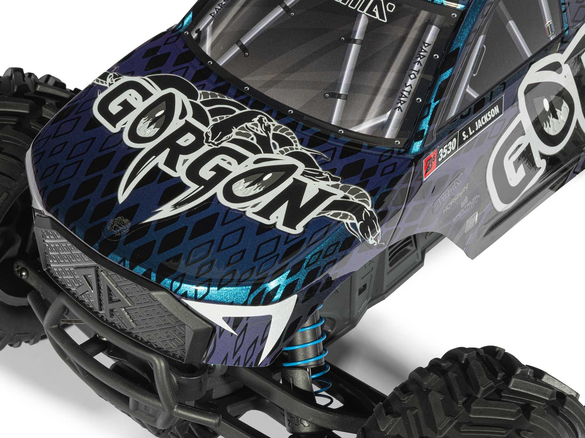 Arrma 1/10 GORGON 223S 2WD RTR Brushless Monster Truck, Blue/Black - 25