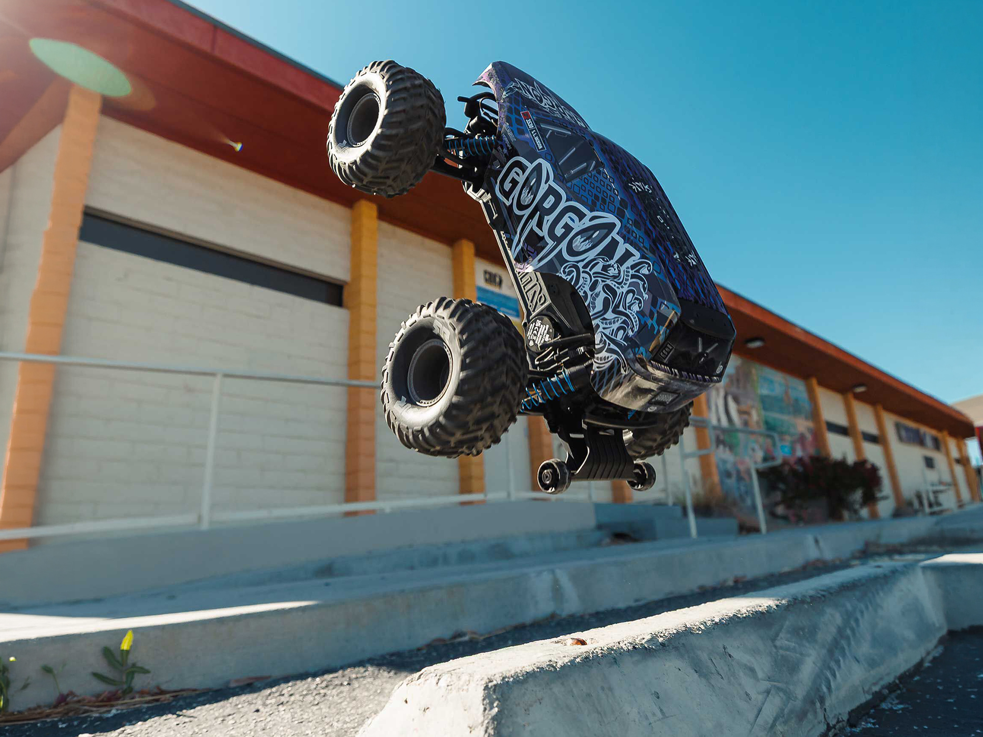 Arrma 1/10 GORGON 223S 2WD RTR Brushless Monster Truck, Blue/Black - 2