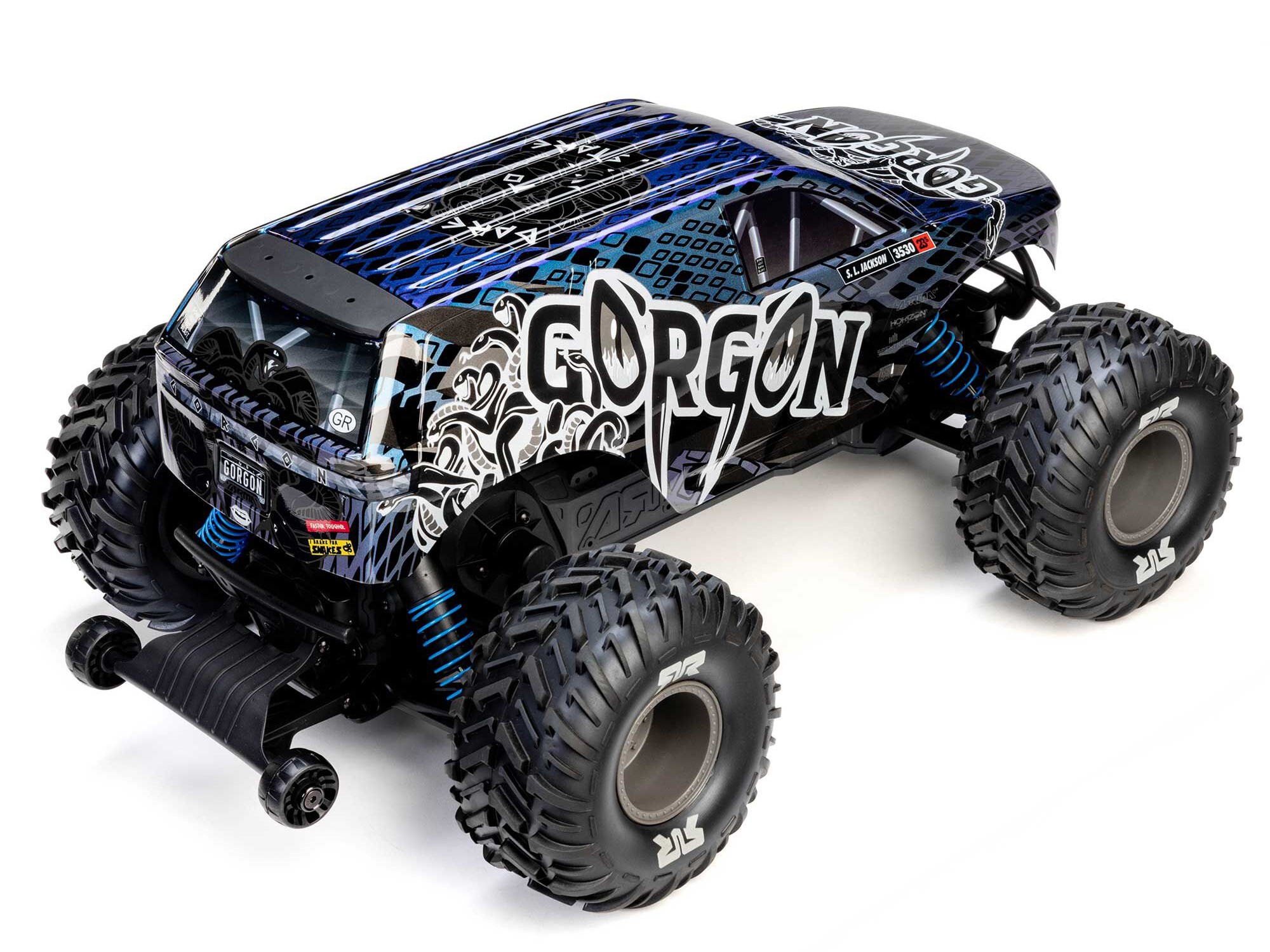 Arrma 1/10 GORGON 223S 2WD RTR Brushless Monster Truck, Blue/Black - 7