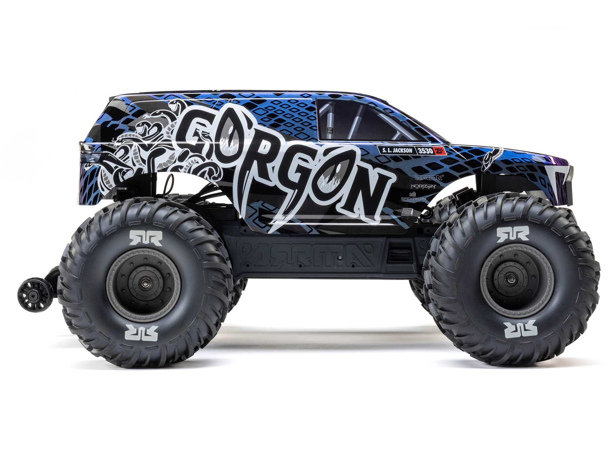Arrma 1/10 GORGON 223S 2WD RTR Brushless Monster Truck, Blue/Black - 12