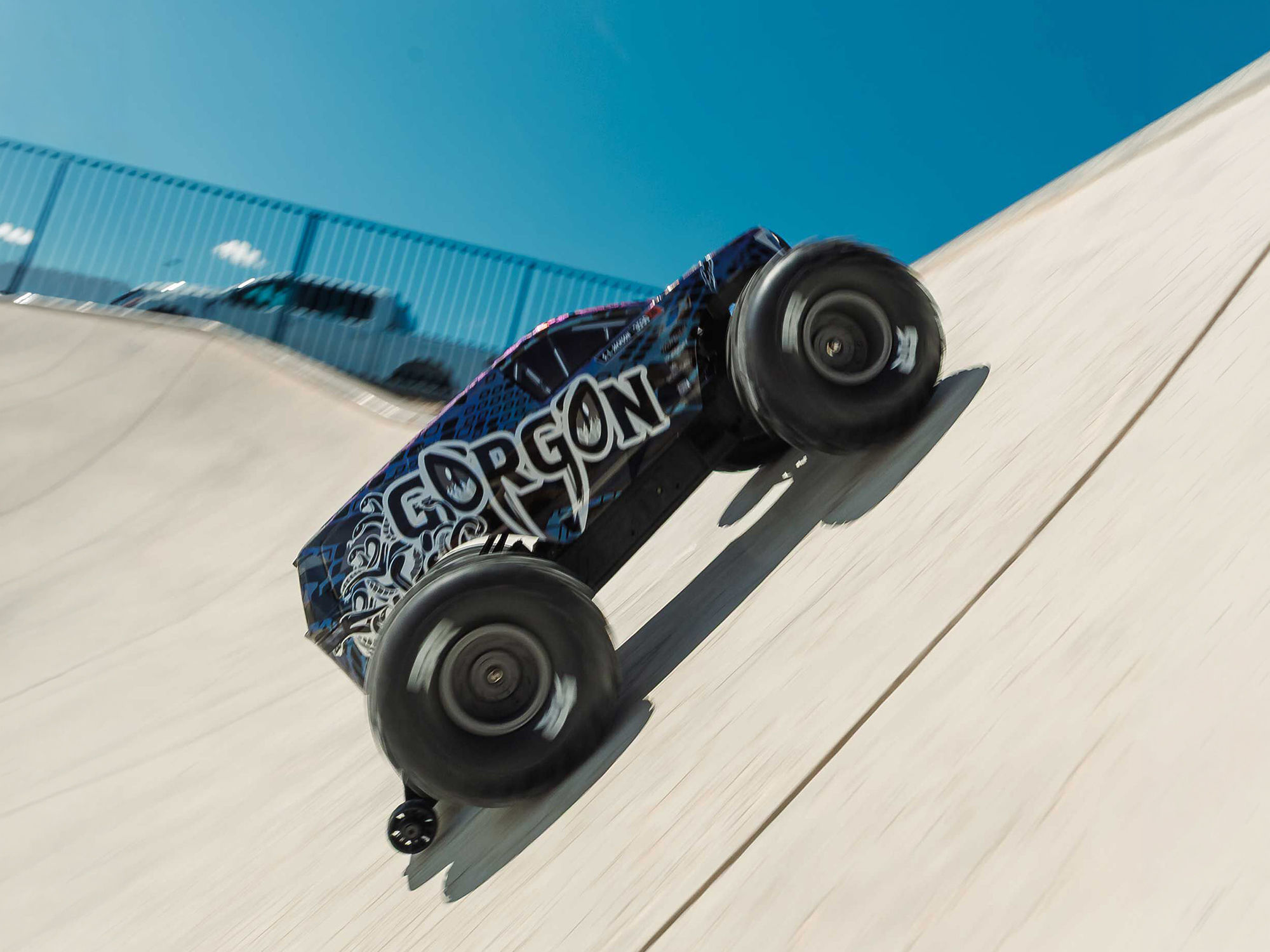 Arrma 1/10 GORGON 223S 2WD RTR Brushless Monster Truck, Blue/Black - 6