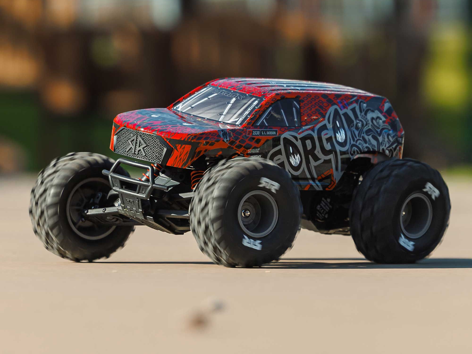 Arrma 1/10 GORGON 223S 2WD RTR Brushless Monster Truck, Red/Black - 2
