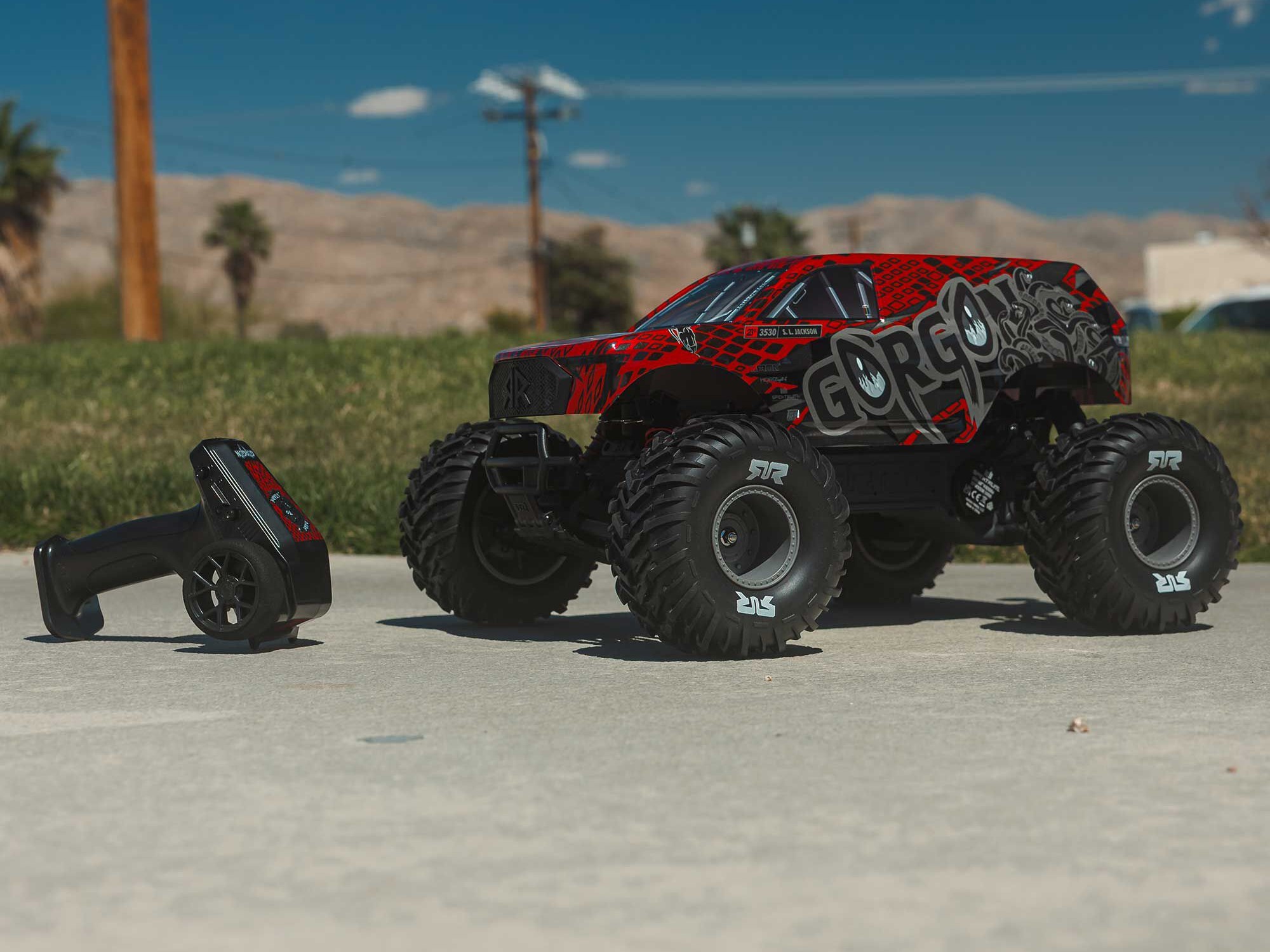 Arrma 1/10 GORGON 223S 2WD RTR Brushless Monster Truck, Red/Black - 28