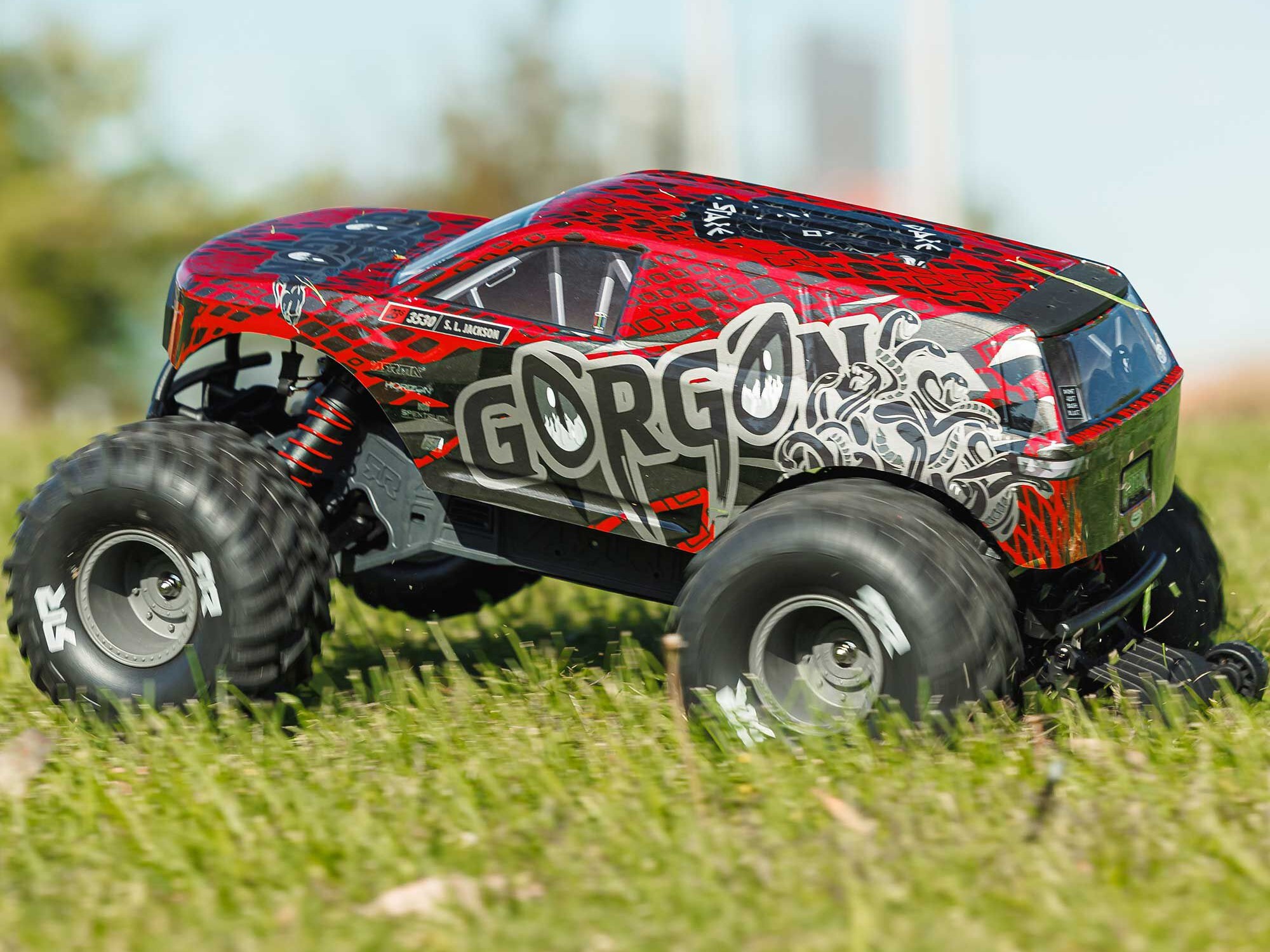 Arrma 1/10 GORGON 223S 2WD RTR Brushless Monster Truck, Red/Black - 4