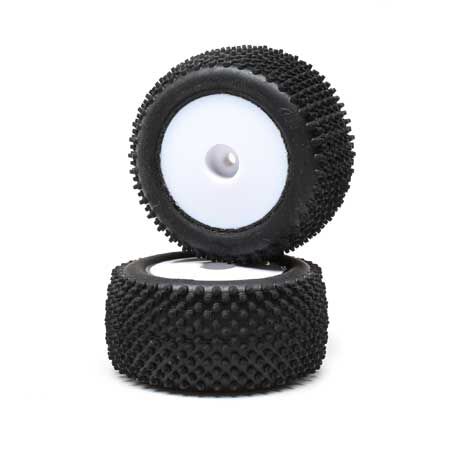 Losi LOS41013 Pin Tires, Rear, Mounted, White (2): Mini-T 2.0