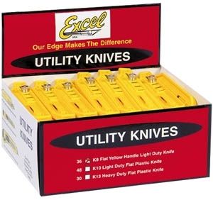 EXCEL K8 FLAT YELLOW HANDLE LIGHT DUTY KNIFE 36 pc - 2