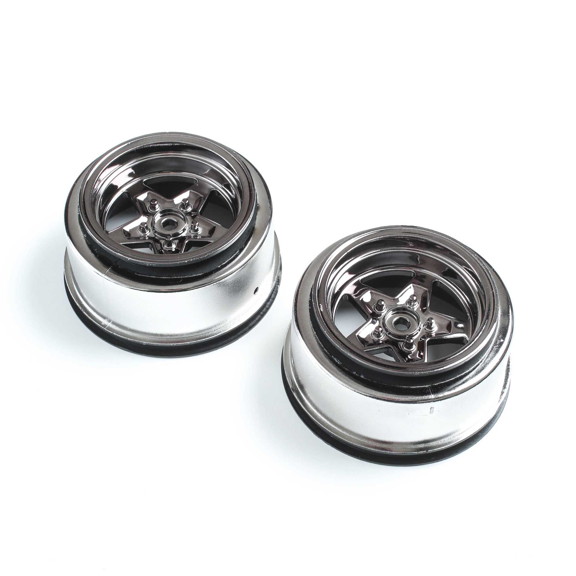 Losi Rear Wheel, Black Chrome (2): 22S Drag