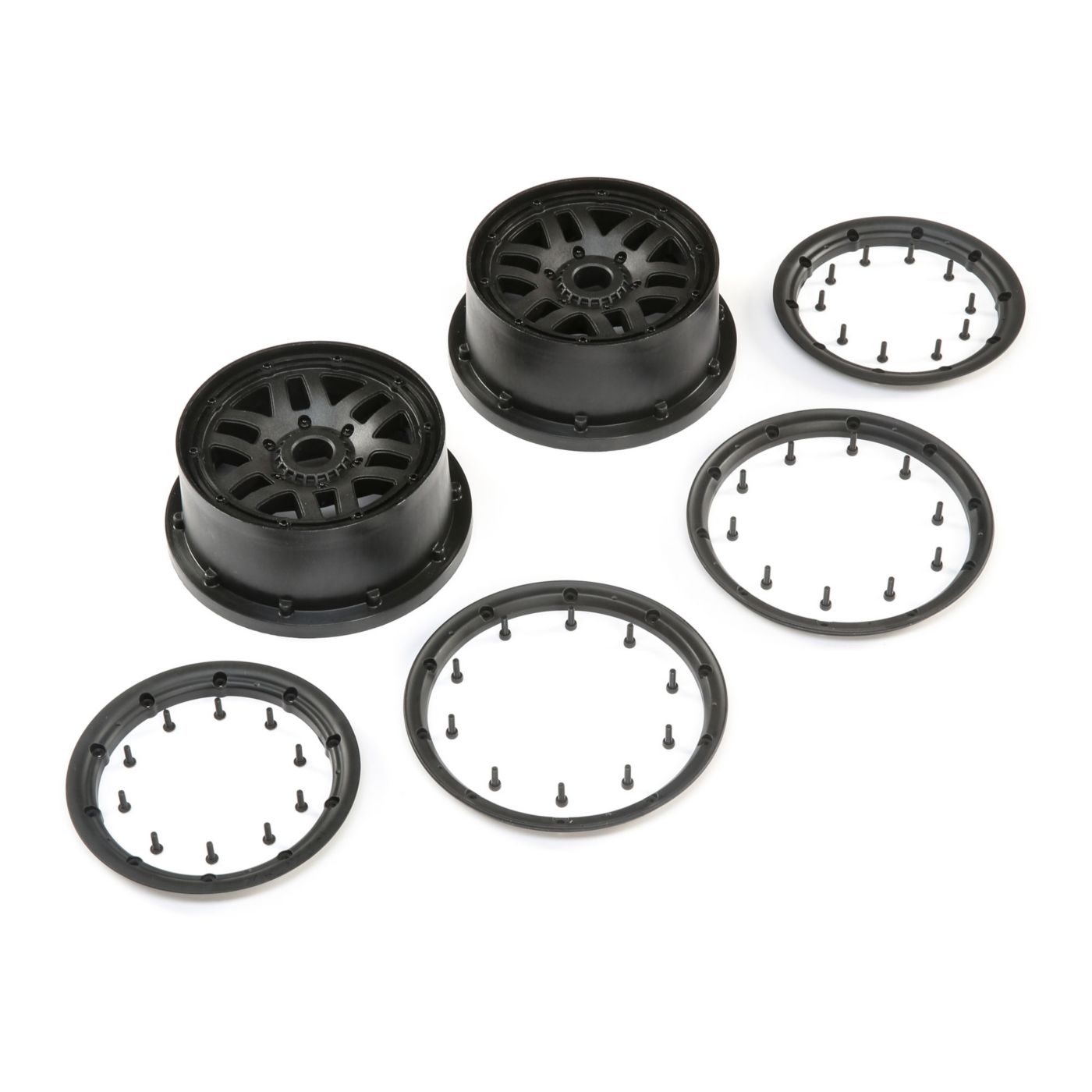 Losi LOS45025 Wheel & Beadlock Set, Black (2): 5ive-T 2.0