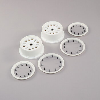 Losi LOS45026 Wheel & Beadlock Set, White (2): 5ive-T 2.0