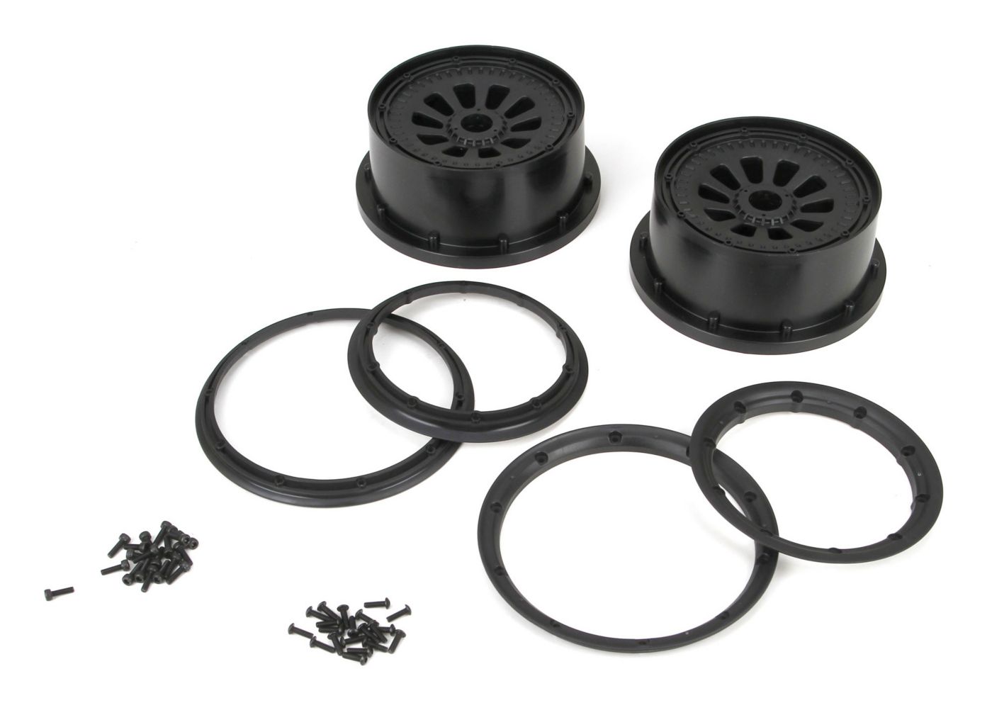 Losi LOSB7034 Wheel & Beadlock Set, Black (2), 5T