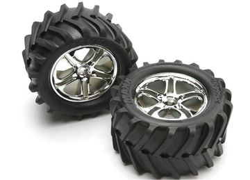 Traxxas 5173 Däck & Fälg Maxx Chevron/SS Krom (14mm) 3.8" (2)