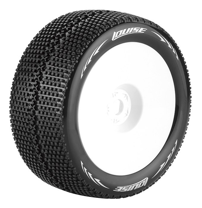 Louise RC Däck & Fälg T-TURBO 1/8 Truggy Soft Vit 0-Offset (2)