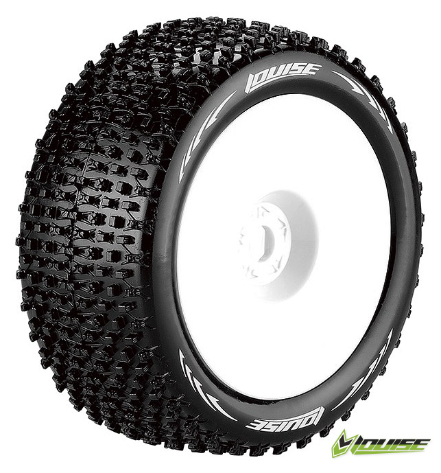 Louise RC Däck & Fälg T-PIRATE 1/8 Truggy Super Soft Vit 0-Offset (2)