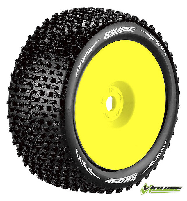 Louise RC Däck & Fälg T-PIRATE 1/8 Truggy Super Soft Gul 0-Offset (2)