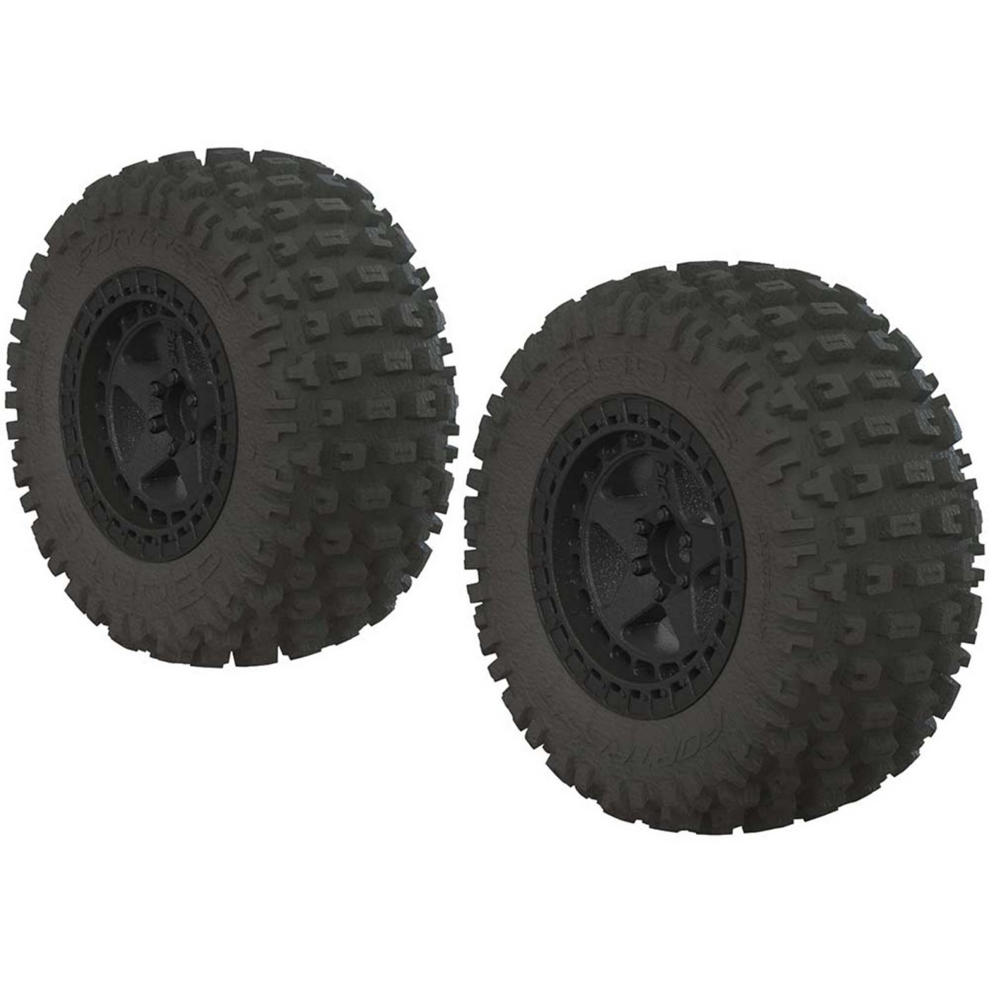 Arrma AR550042 Fortress SC Tire Set Glued Black (2)