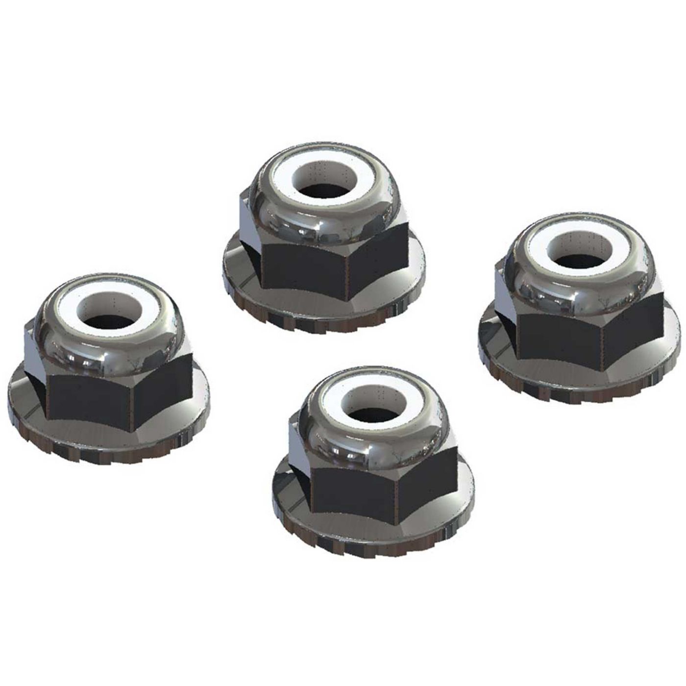 Arrma AR708008 Flanged Nyloc Locknut 4mm Silver (4) - 2