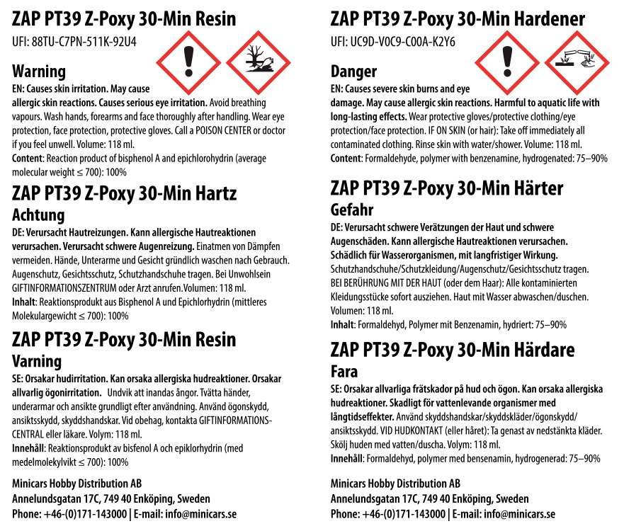 ZAP PT-39 Z-Poxy Lim V2 30-min 236.5ml - 2