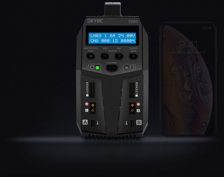 SkyRC T200 Laddare AC/DC DUO LiPo 1-6S 12A 100W - 2