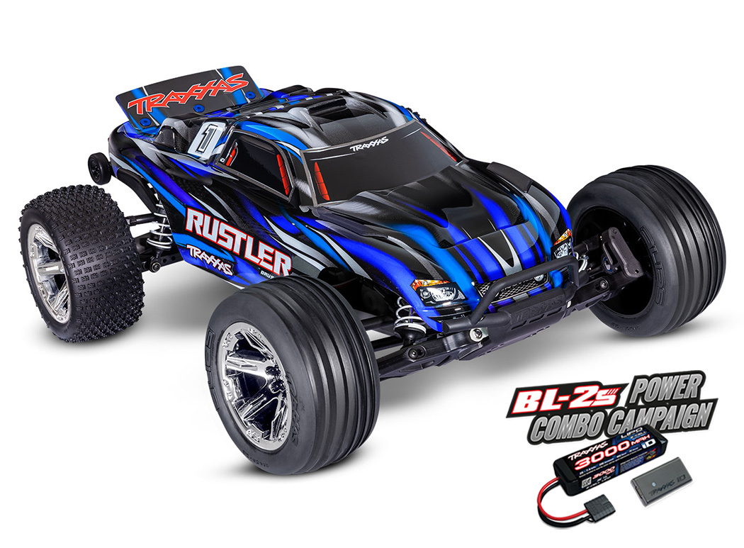 Traxxas Rustler 2WD 1/10 RTR TQ BL-2s EHD Blå