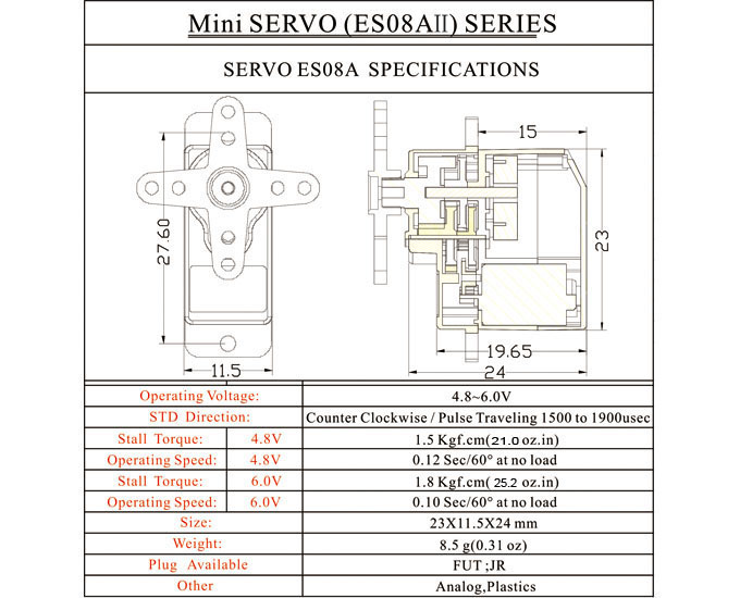 Emax ES08A Servo 8g - 4