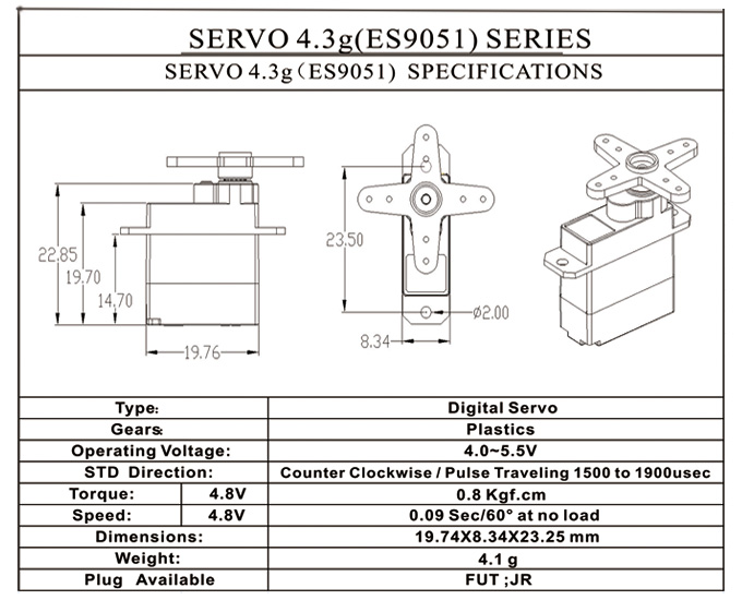 Emax ES9051 4.1g Digitalt servo 3-pack - 2