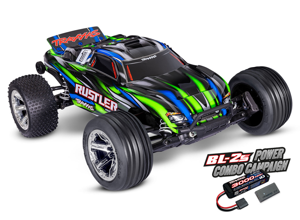 Traxxas Rustler 2WD 1/10 RTR TQ BL-2s EHD Grön