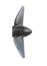 2-blade propeller for ships, 25mm dia left-hand drive M4 (color red)