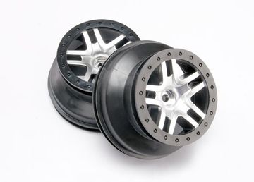 Traxxas 5876 Fälg SCT Split-Spoke Matt Krom-Svart 2WD Fram (2)