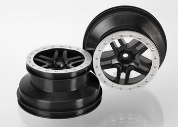 Traxxas 5886 Fälg SCT Split-Spoke Svart-Matt Krom 2.2/3.0" 2WD Fram (2)