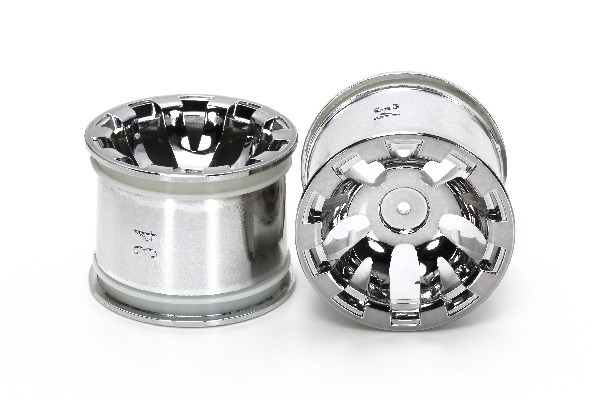 TAMIYA 54833 T3-01 Wheels for Rear Wide Pin Spike Tires (Chrome