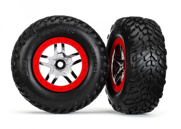 Traxxas 5977 Däck & Fälg SCT/S-Spoke Krom-Röd (14mm) (2)