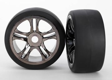 Traxxas 6479 Däck & Fälg Slicks S1/S-Spoke Svart Krom Fram (2) XO-1