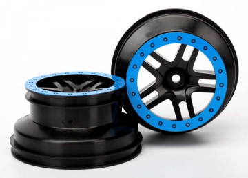 Traxxas 5886A Fälg SCT Split-Spoke Svart-Blå 2.2/3.0" 2WD Fram (2)