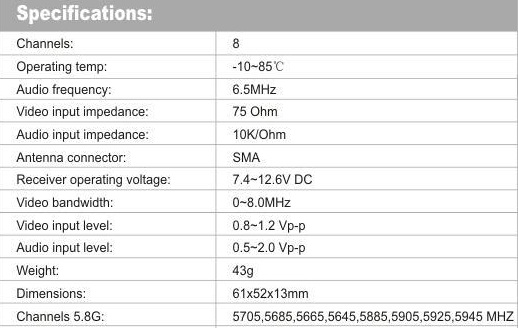 GT Power 5.8Ghz mottagare - 2