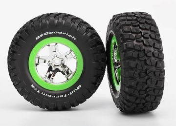 Traxxas 6876 Däck & Fälg BFGoodrich/SCT Krom-Grön 4WD/2WD Bak (2)