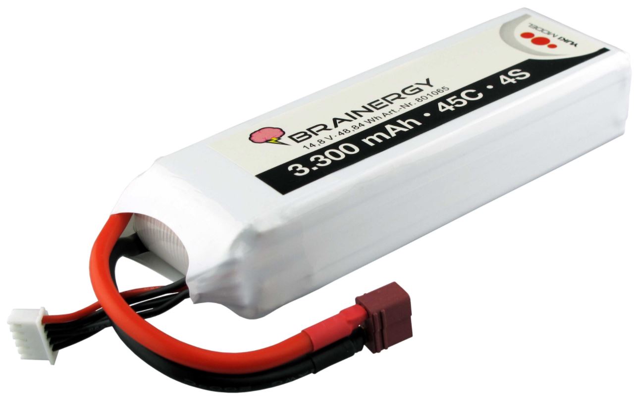 LiPo, 4s 1p, 14,8V, 3300mAh, Brainergy, Compatible With Deans T-Plug