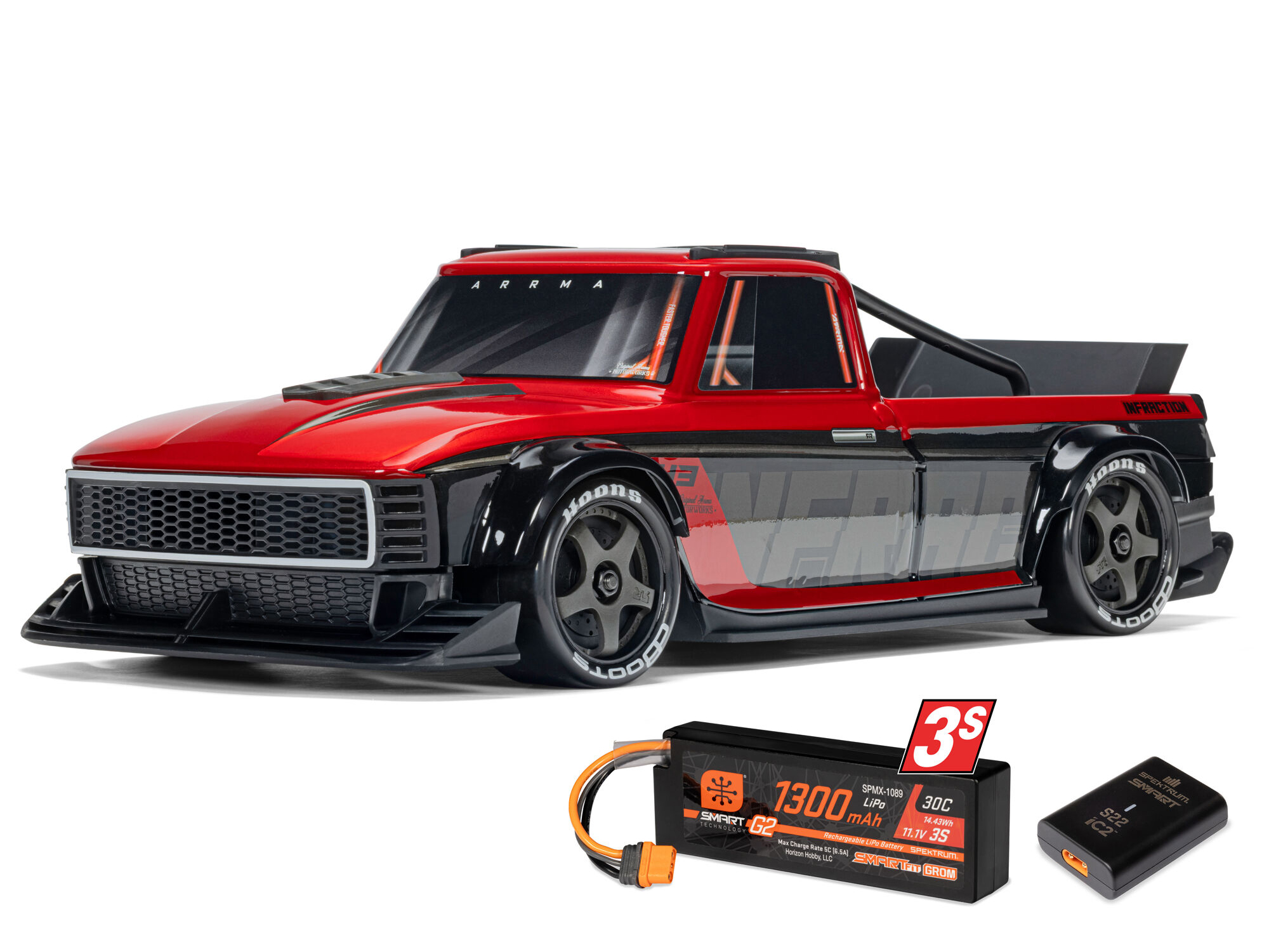 Arrma 1/12 INFRACTION GROM 3S 4X4 Ready-To-Run, Red/Black