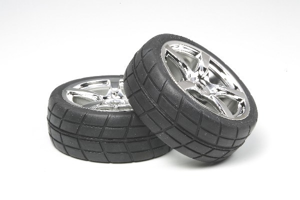 TAMIYA 53955 5 SPOKE METAL PLATED WHEELS 24MM GLUED