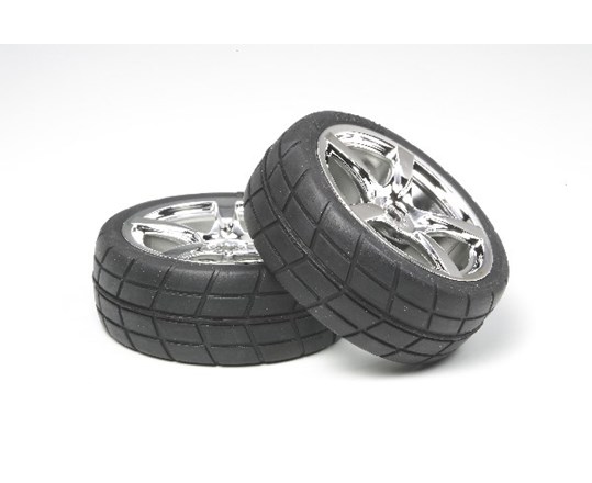 TAMIYA 53955 5 SPOKE METAL PLATED WHEELS 24MM GLUED - 2