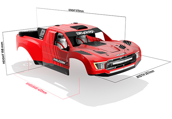 BITTYDESIGN BDTRX7-FLCK FALCON-X Body for TRAXXAS UDR (Unpainted/Cut-out) 1.5mm - 2