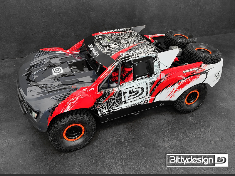 BITTYDESIGN BDTRX7-FLCK-PPR FALCON-X 1/7 Röd för TRAXXAS UDR 1.5mm - 3