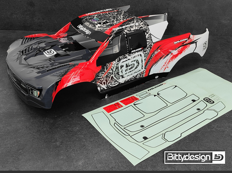 BITTYDESIGN BDTRX7-FLCK-PPR FALCON-X 1/7 Röd för TRAXXAS UDR 1.5mm - 2